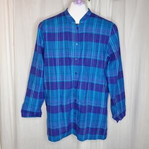 Coldwater Creek Teal/Purple Linen Blend Tunic, S